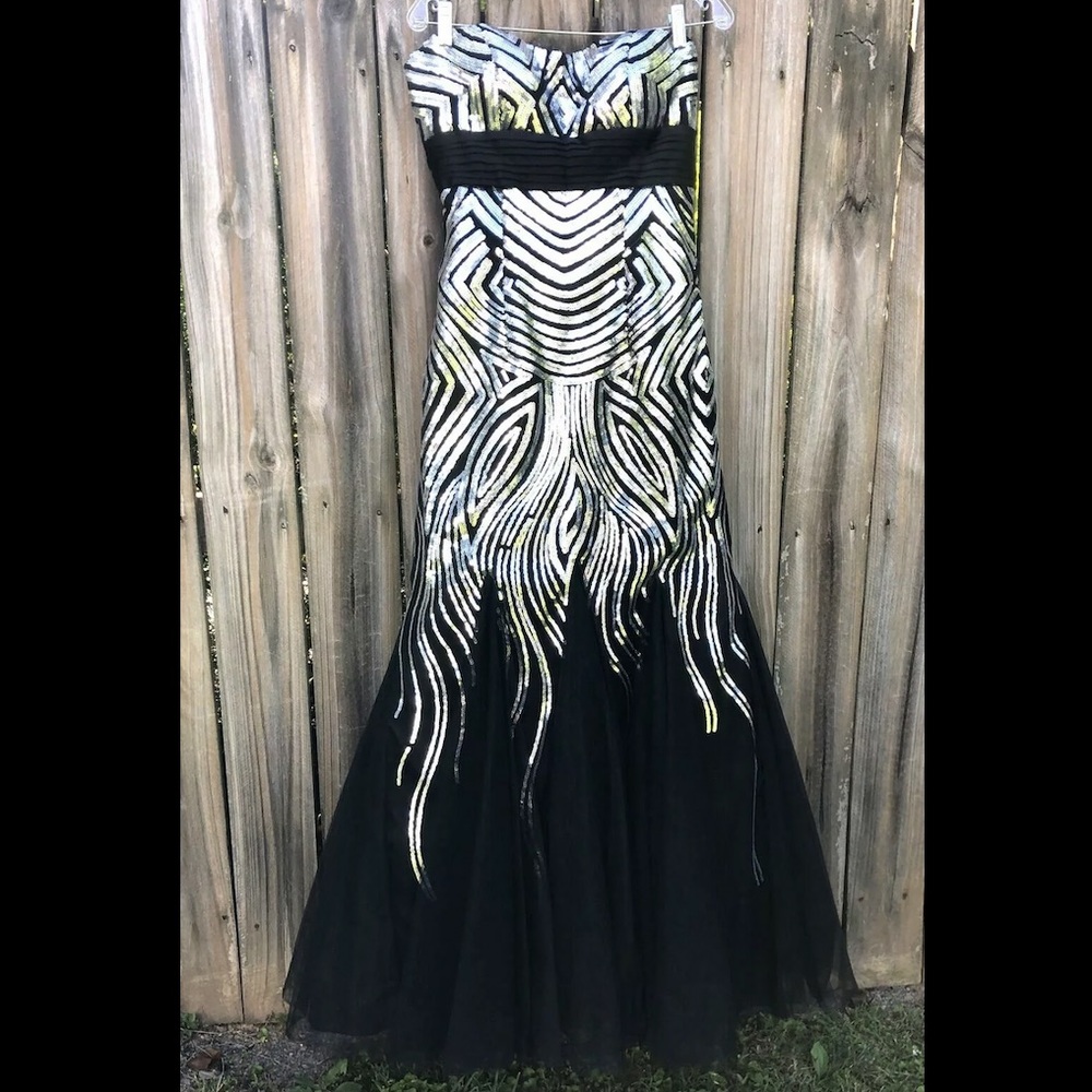 Panoply Black w/Silver Sequins Mermaid Formal Gown